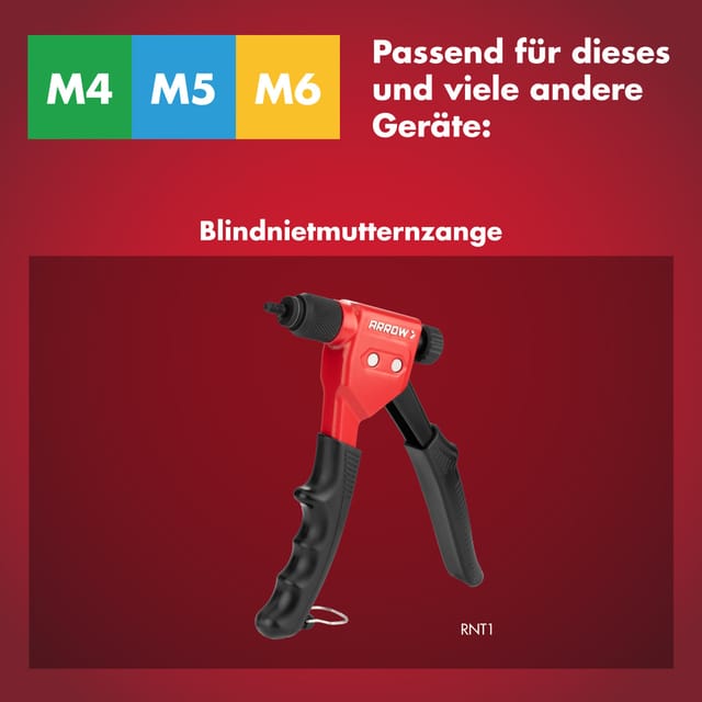Arrow Nietmutter-Set RN M4/M5/M6 Alu 18 Stück