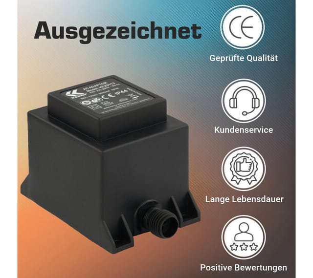 Kerry Electronics Trafo 60W 12V/AC IP44 Netzkabel 2-Pin-Stecker