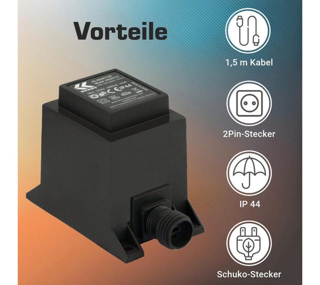 Kerry Electronics Trafo 12W 12V/AC IP44 Netzkabel 2-Pin-Stecker
