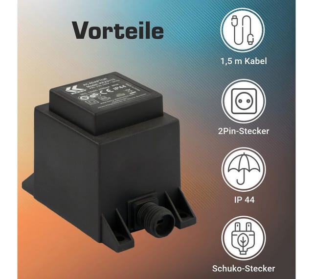 Kerry Electronics Trafo 30W 12V/AC IP44 Netzkabel 2-Pin-Stecker