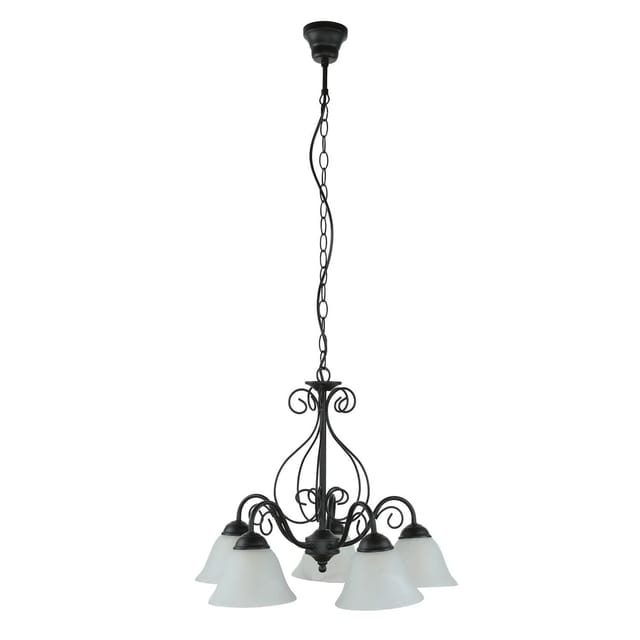EASYLIGHT Hängelampe Schwarz Weiß Ø 52 cm 5x E14 Rustikal Metall Glas