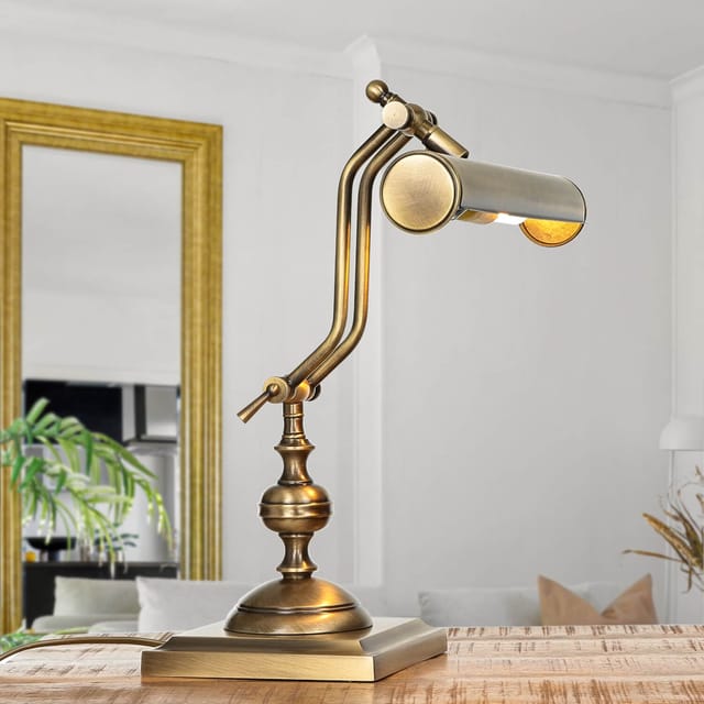 Licht-Erlebnisse Klavierleuchte Messing Massiv 39 cm Hoch E14 Jugendstil