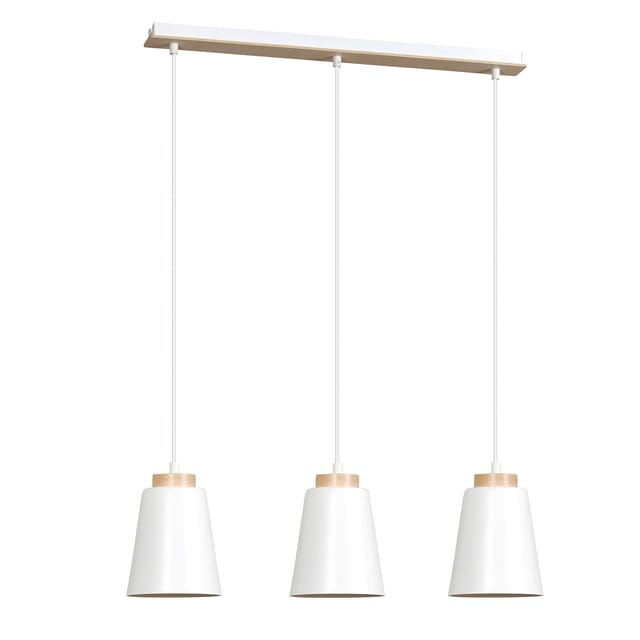 Licht-Erlebnisse Pendelleuchte 3-Flammig E27 Weiß 66 cm Breit Skandinavisch Metall Holz