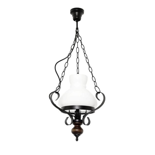 EASYLIGHT Pendelleuchte Rustikal 32 cm Breit Glas Holz Metall
