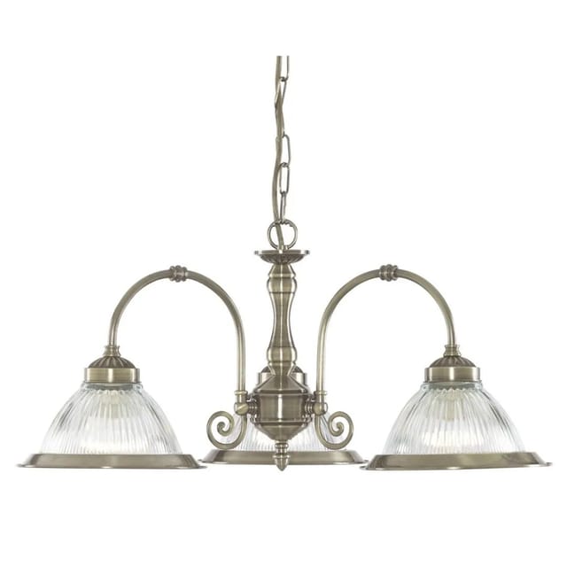Licht-Erlebnisse Hängeleuchte Jugendstil 3x E27 Metall Glas In Messing Antik 62 cm Breit