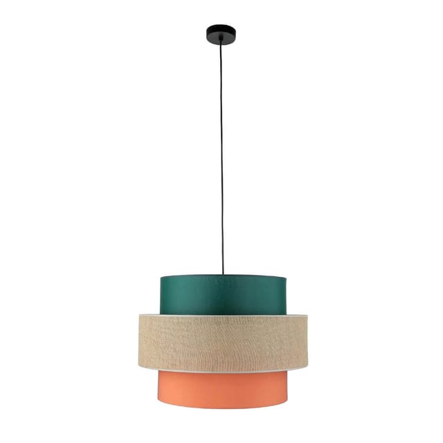 Licht-Erlebnisse Hängelampe Rund Ø 50 cm Stoff Jute Metall E27 Bunt