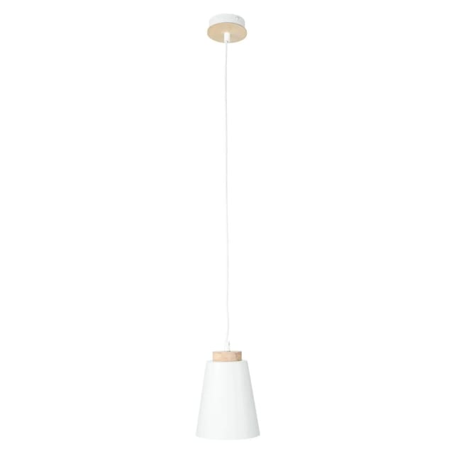 Licht-Erlebnisse Hängeleuchte Weiß E27 Ø 14 cm Skandinavisch Metall Holz