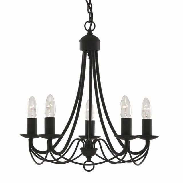 Licht-Erlebnisse Kronleuchter Schwarz Metall 46 cm Breit E14 5-Flammig Klassisch