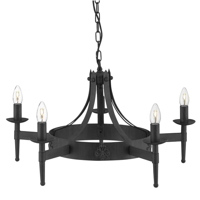 Licht-Erlebnisse Kronleuchter 5-Flammig 67 cm Breit Schwarz Weiß Für E14