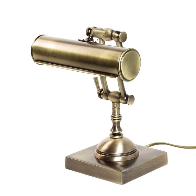 Licht-Erlebnisse Schreibtischlampe Messing Massiv 26 cm Hoch Verstellbar Jugendstil