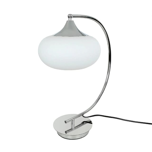 EASYLIGHT Tischlampe Gebogen 45 cm E27 Glas Metall in Weiß Chrom