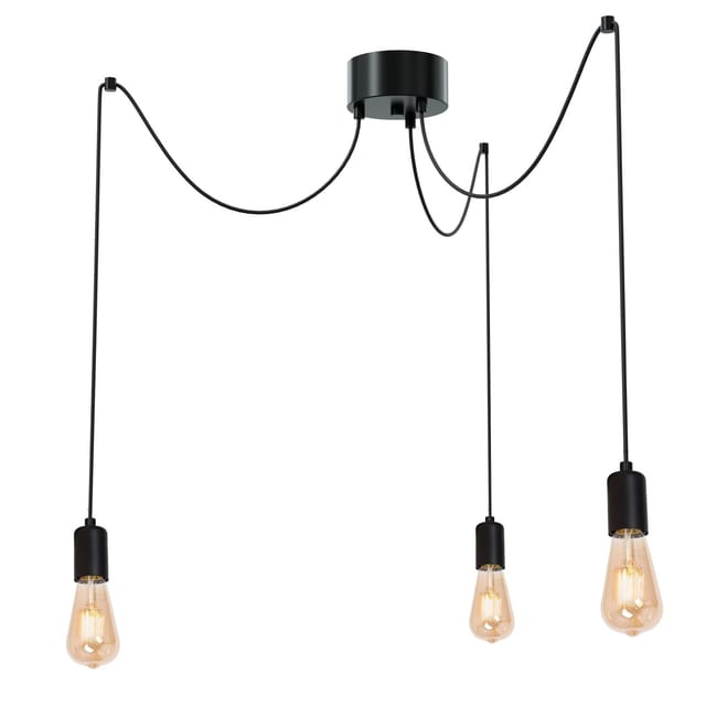Licht-Erlebnisse Pendelleuchte Schwarz Flexibel 3-Flammig E27 Spider