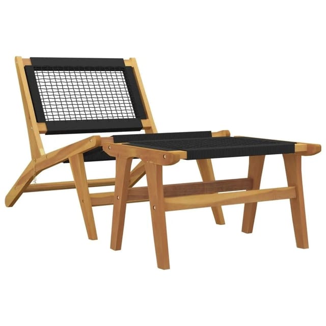 vidaXL Gartenstuhl mit Fußstütze Massivholz Teak und Polyester 319155