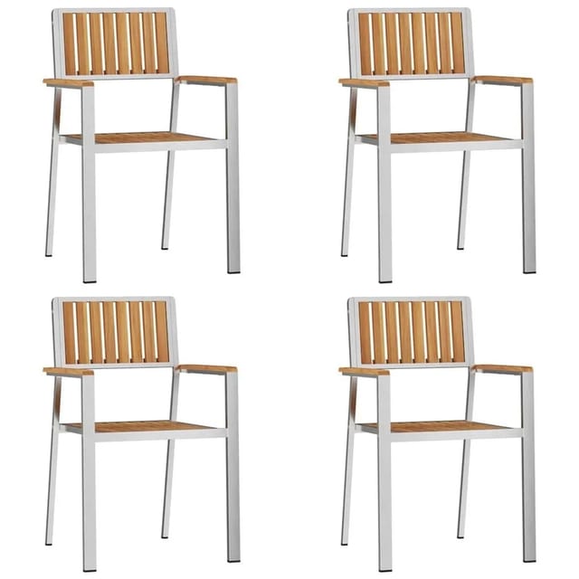 vidaXL Gartenstuhl 4 Stk Braun 56x54,5x87cm Massives Teakholz 42006204