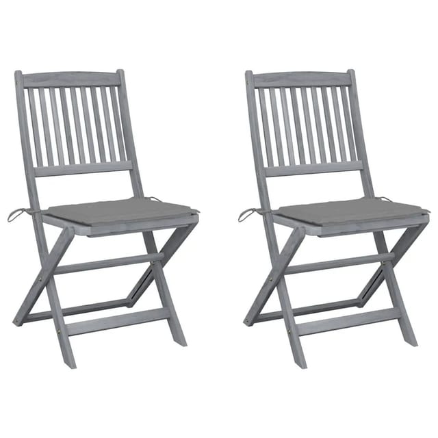 vidaXL Klappbare Gartenstühle 2 Stk mit Kissen Massivholz Akazie 3064537