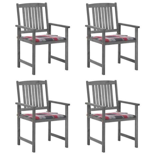 vidaXL Gartenstühle mit Kissen 4 Stk Grau Massivholz Akazie 3061248