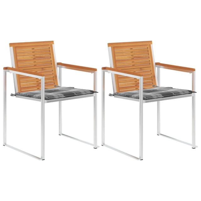 vidaXL Gartenstühle mit Kissen 2 Stk Massivholz Akazie und Stahl 3061502