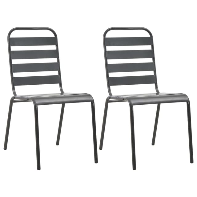 vidaXL Stapelbare Gartenstühle 2 Stk Stahl Grau 44257