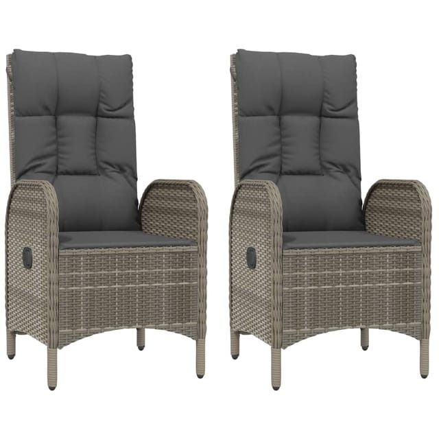 vidaXL Gartenstühle 2 Stk Poly Rattan Grau 46219