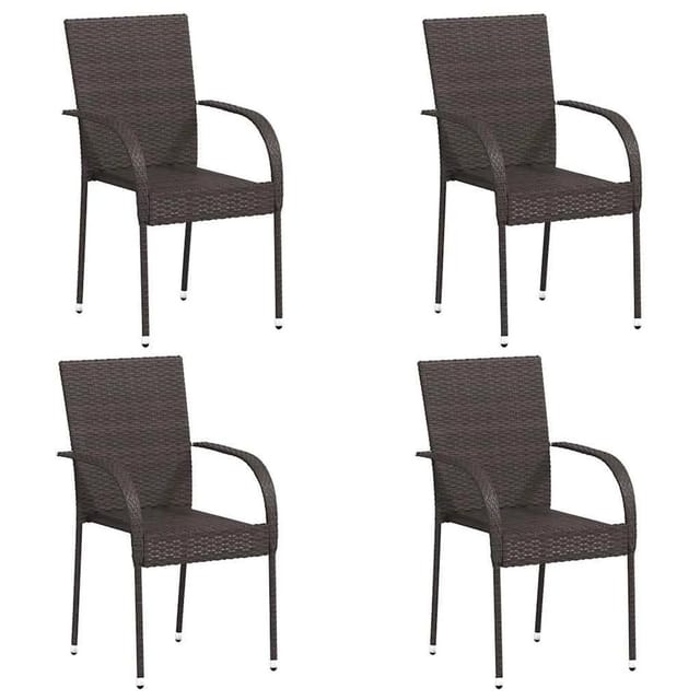 vidaXL Stapelbare Gartenstühle 4 Stk Poly Rattan Braun 310083