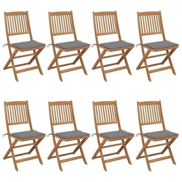 vidaXL Klappbare Gartenstühle 8 Stk mit Kissen Massivholz Akazie 3075022