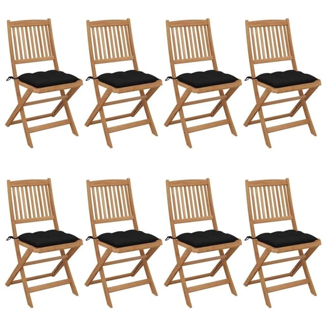 vidaXL Klappbare Gartenstühle 8 Stk mit Kissen Massivholz Akazie 3075043