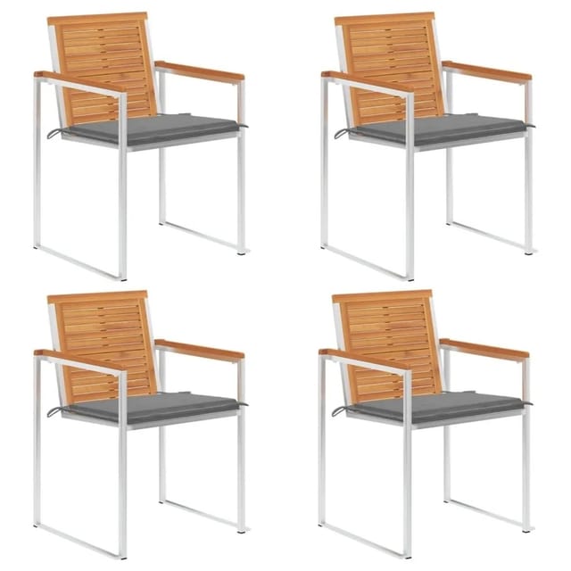 vidaXL Gartenstühle 4 Stk mit Kissen Massivholz Akazie 3078471