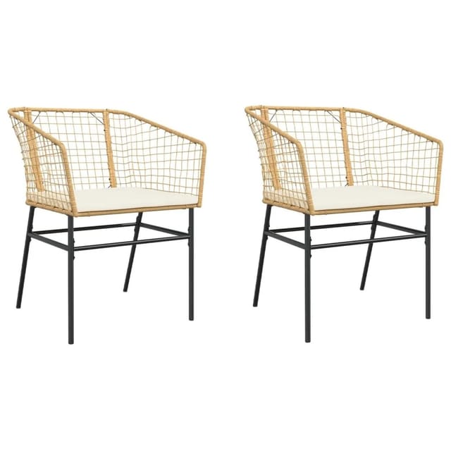 vidaXL Gartenstühle 2 Stk mit Kissen Braun Poly Rattan 369101