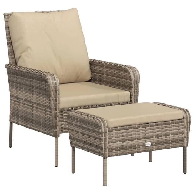 vidaXL Gartenstuhl mit Fußhocker Hellbraun Poly Rattan 364114