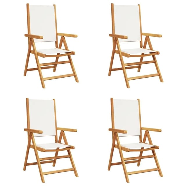 vidaXL Gartenstuhl Verstellbar 4 Stk Cremeweiß Stoff und Massivholz 3214538