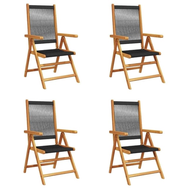 vidaXL Gartenstuhl Verstellbar 4 Stk Schwarz Massivholz Akazie 3214529