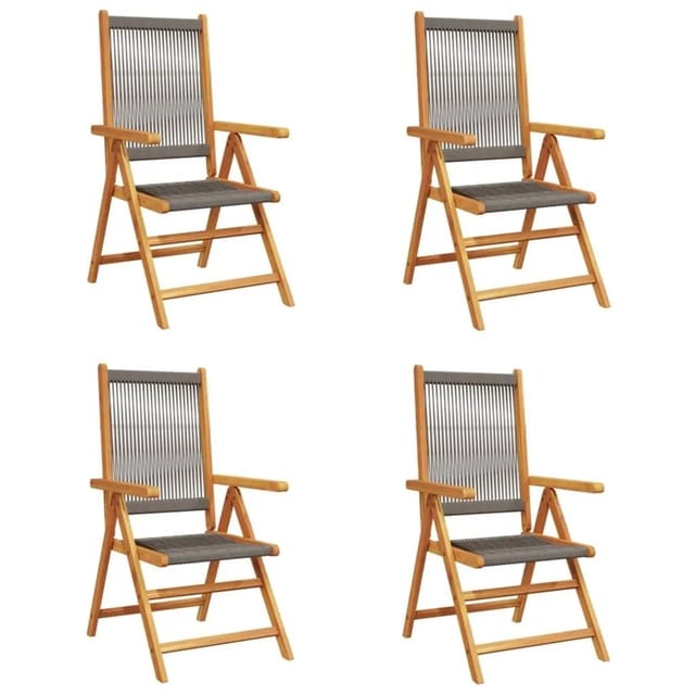 vidaXL Gartenstuhl Verstellbar 4 Stk Grau Massivholz Akazie 3214532