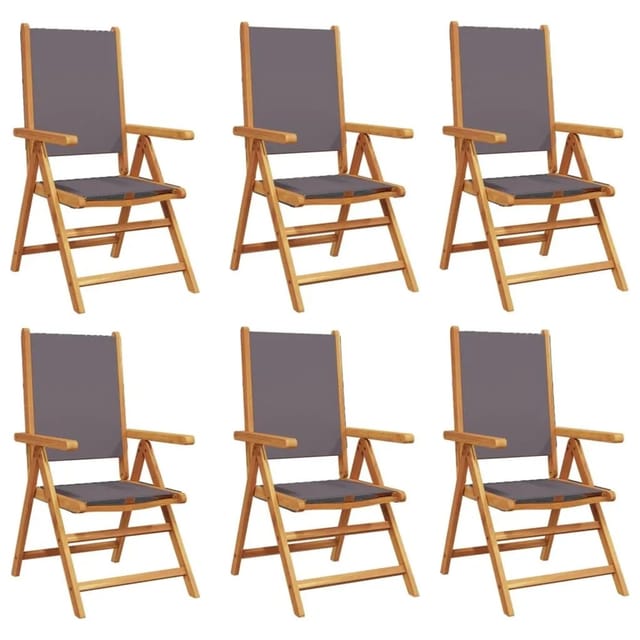 vidaXL Gartenstuhl Verstellbar 6 Stk Anthrazit Stoff und Massivholz 3214542