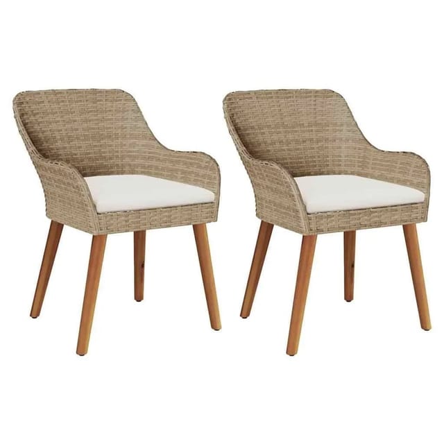 vidaXL Gartenstuhl 2 Stk Beige 55 x 62,5 x 82 cm Poly-Rattan 42006215