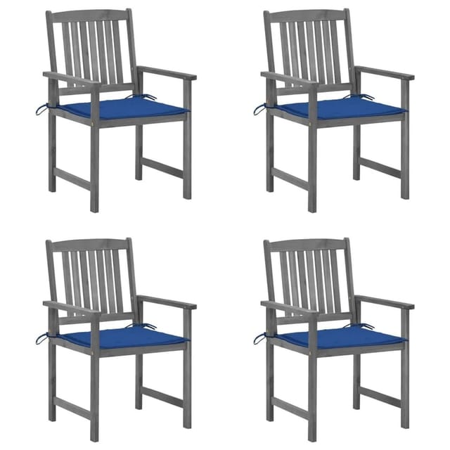 vidaXL Gartenstühle mit Kissen 4 Stk Grau Massivholz Akazie 3061242