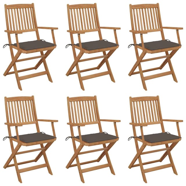 vidaXL Klappbare Gartenstühle 6 Stk mit Kissen Massivholz Akazie 3065469