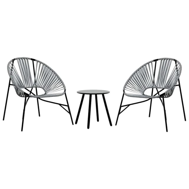 vidaXL Gartenstuhl-Set 3-Tlg Schwarz und Hellgrau Poly Rattan 4009294