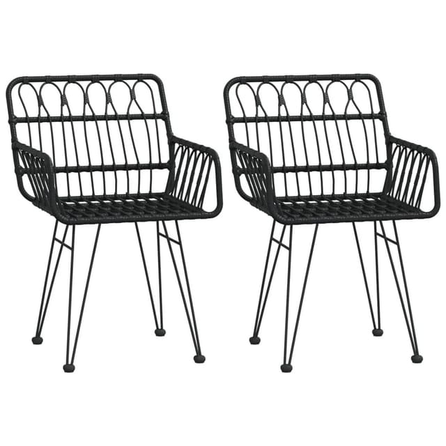 vidaXL Gartenstühle 2 Stk mit Armlehnen Schwarz 56x64x80 cm PE-Rattan 319427