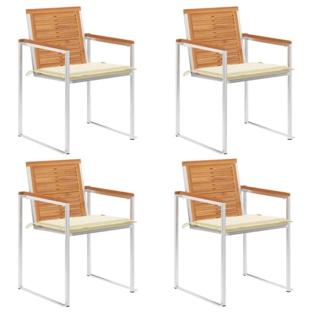 vidaXL Gartenstühle 4 Stk mit Kissen Massivholz Akazie 3078472