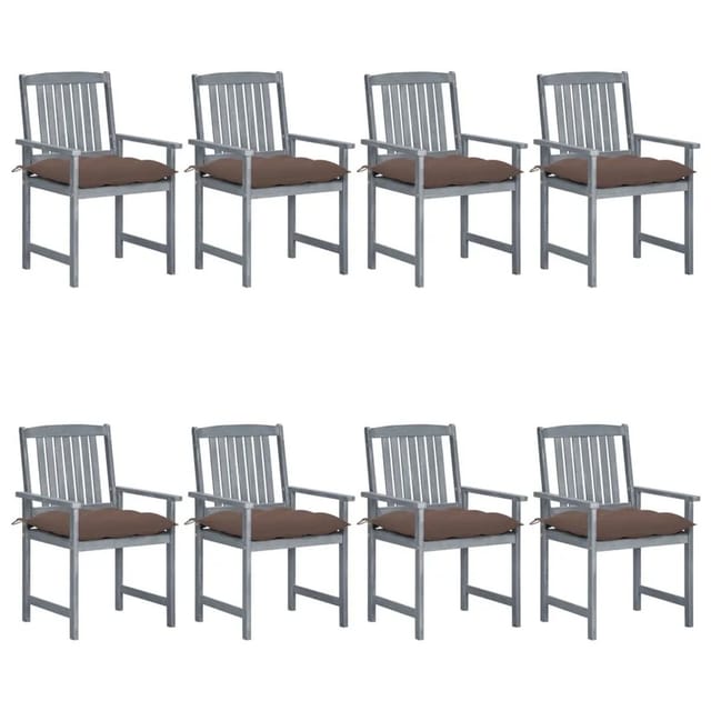 vidaXL Gartenstühle mit Kissen 8 Stk Massivholz Akazie Grau 3078257