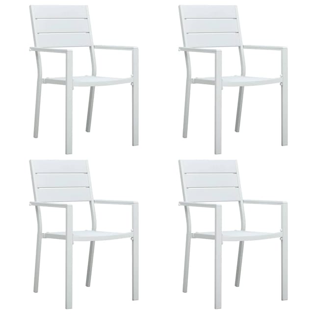 vidaXL Gartenstühle 4 Stk Weiß HDPE Holz-Optik 47884