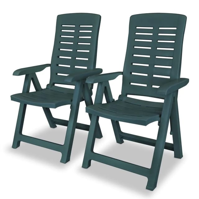 vidaXL Verstellbare Gartenstühle 2 Stk Kunststoff Grün 43896