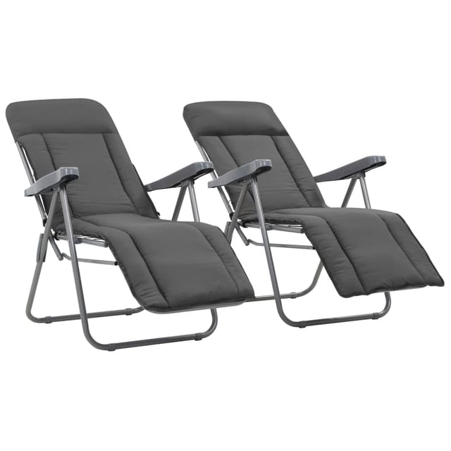 vidaXL Klappbare Gartenstühle mit Polstern 2 Stk Grau 44320