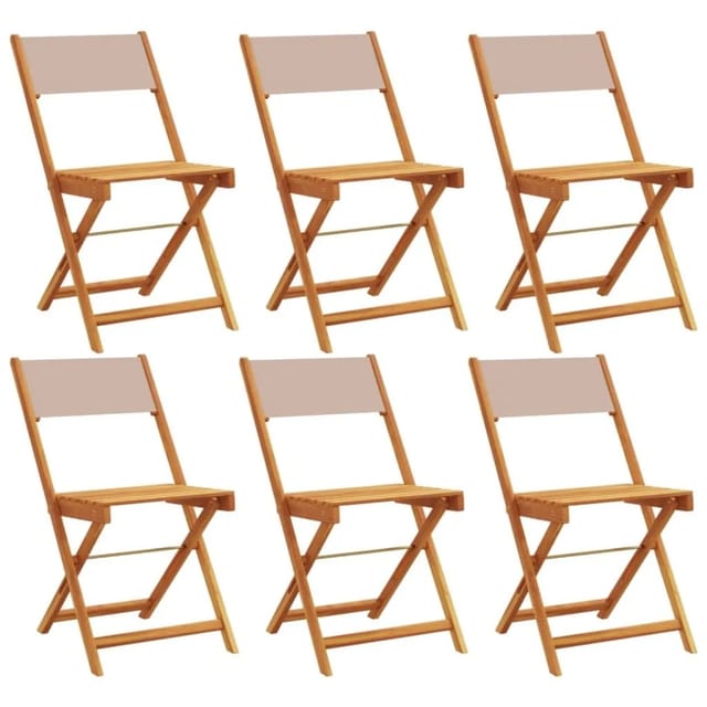 vidaXL Gartenstühle 6 Stk Klappbar Taupe Stoff und Massivholz 3214617