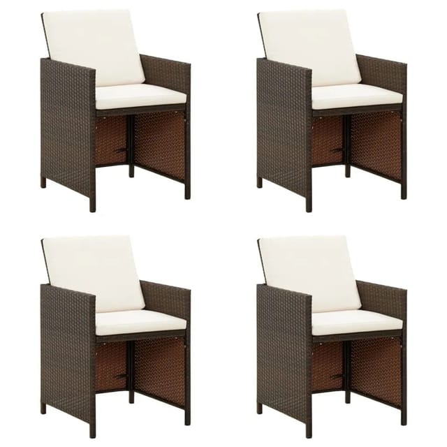 vidaXL Gartenstühle mit Kissen 4 Stk Poly Rattan Braun 316776