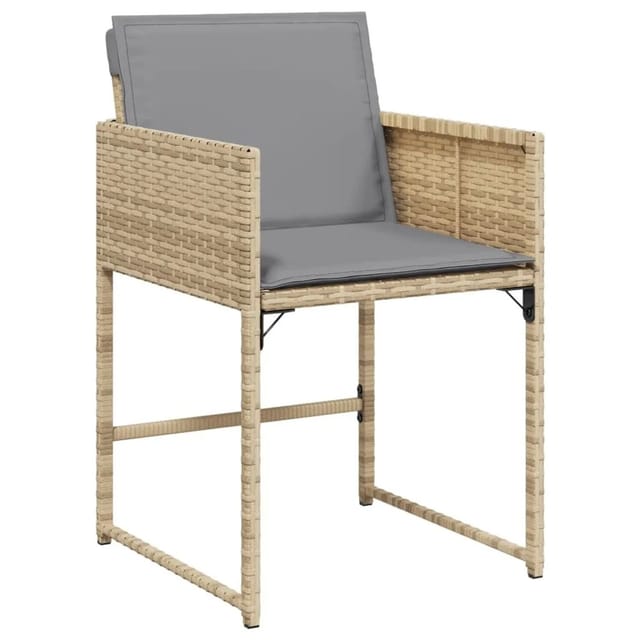 vidaXL Gartenstühle mit Kissen 4 Stk Beigemischung Poly Rattan 4007481