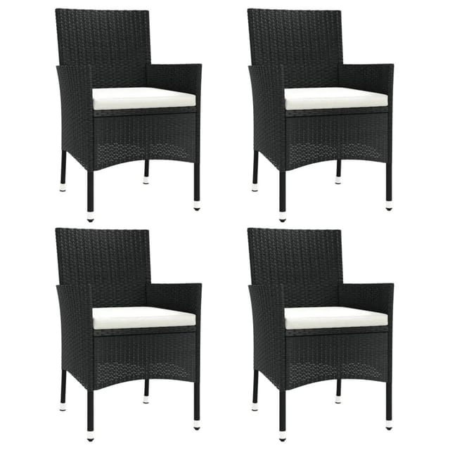 vidaXL Gartenstühle mit Kissen 4 Stk Schwarz Poly Rattan 362527