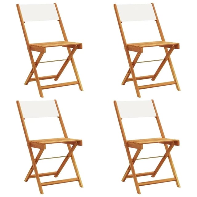 vidaXL Gartenstühle 4 Stk Klappbar Cremeweiß Stoff und Massivholz 3214610