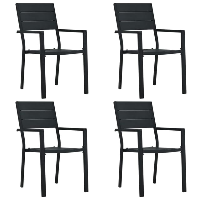 vidaXL Gartenstühle 4 Stk Schwarz HDPE Holz-Optik 47886