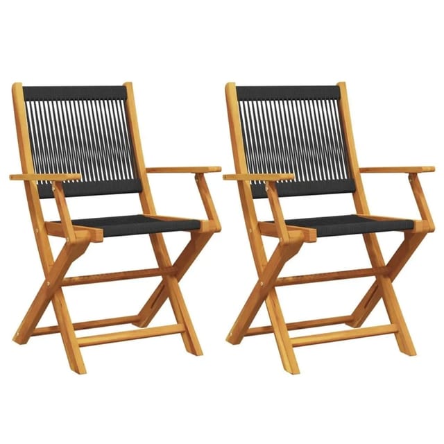 vidaXL Gartenstühle 2 Stk Schwarz Massivholz Akazie und Polypropylen 367666